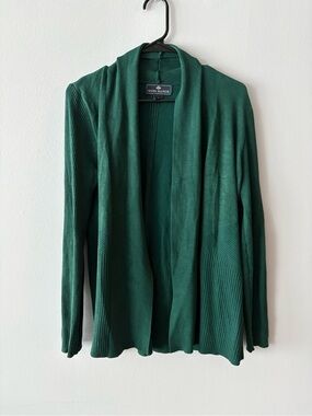Seven Manor Open-Front Emerald Green Ribbed Cardigan